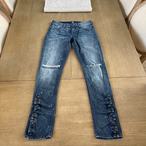 7 For All Mankind | Dark Roxanne Ripped Jeans Sz26 - Picture 2 of 6